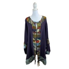 Ladies Large Silk Robe Purple Dyed Accent Panels