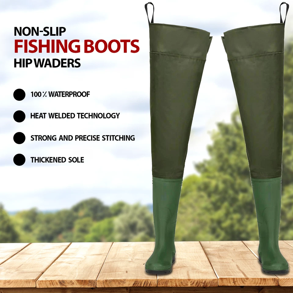 Nylon Thigh Hip Waders Waterproof Fly Coarse Fishing Muck Wader Thigh Boots - Image 3 of 4