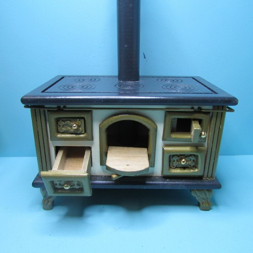 Dollhouse Miniature Complete Wood Kitchen Set in Oak with Old Fashion Stove 0144 - Picture 6 of 9