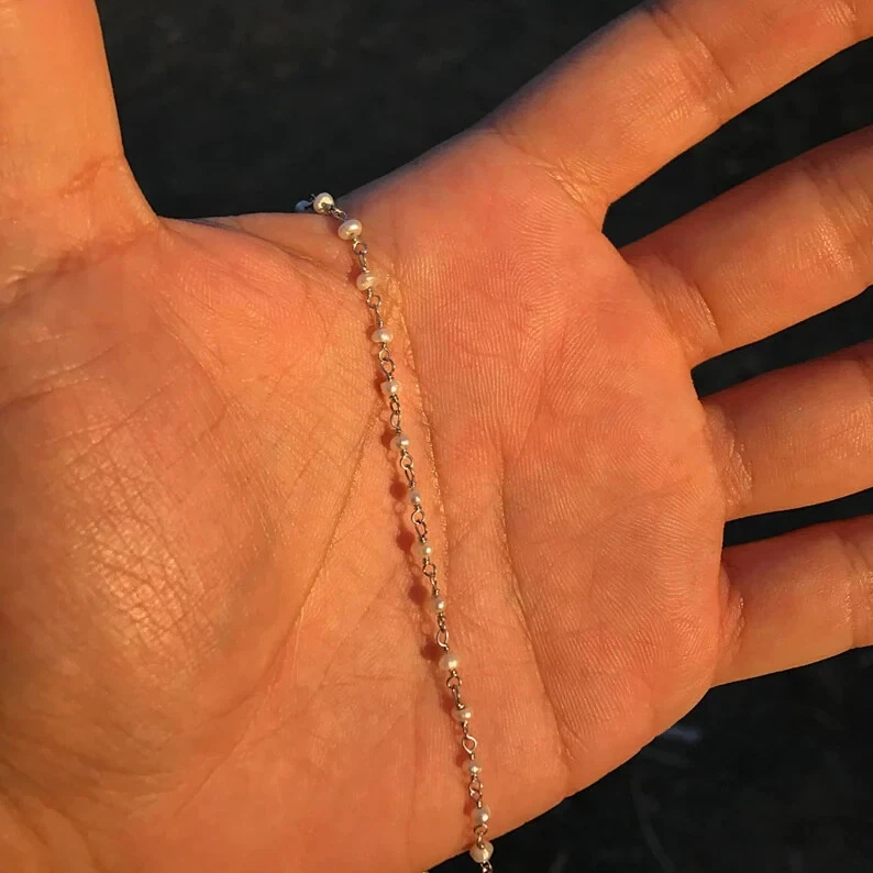 Жемчуг трикотажа ожерелье мужчин, изящный бисером жемчуг ошейник, жемчуг ожерелье для нее. - Изображение 4 из 4