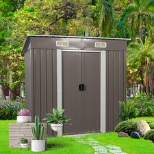 Outdoor 6x4 FT Metal Storage Shed Garden Shed with Sliding Door  Vent for Patio