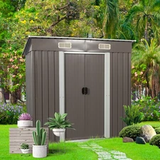 Outdoor 6x4 FT Metal Storage Shed Garden Shed with Sliding Door & Vent for Patio
