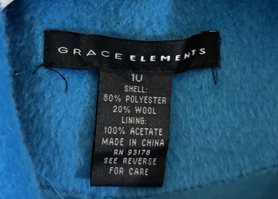 Grace Elements wool jacket Turquoise Fun Big Butt… - image 3