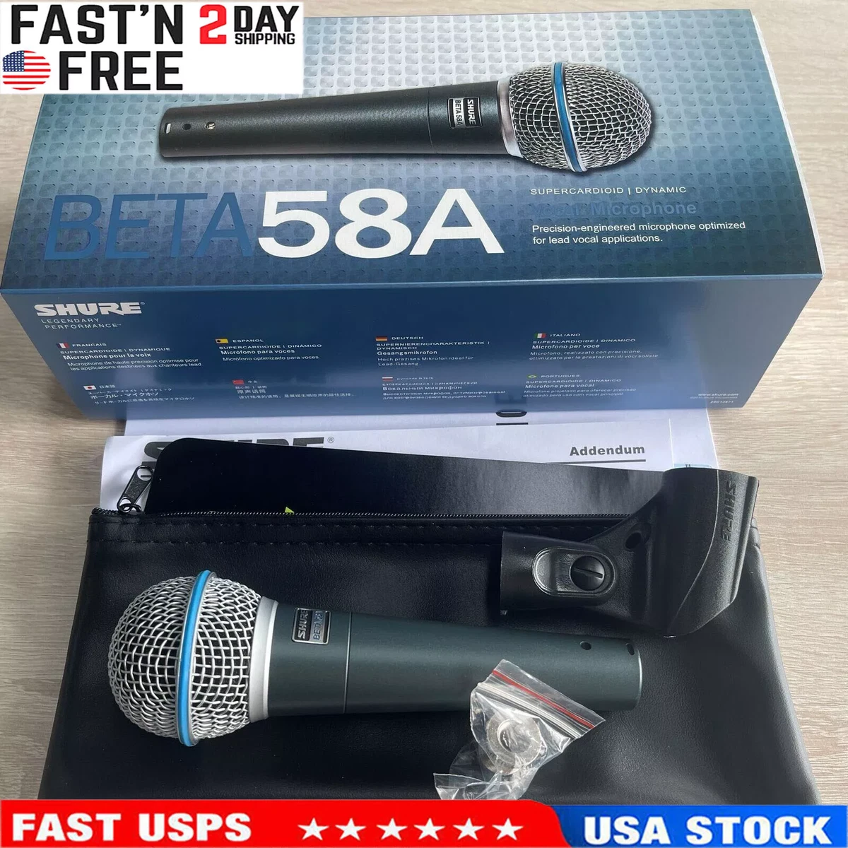 Shure Beta 58A Supercardioid Dynamic Vocal Microphone for