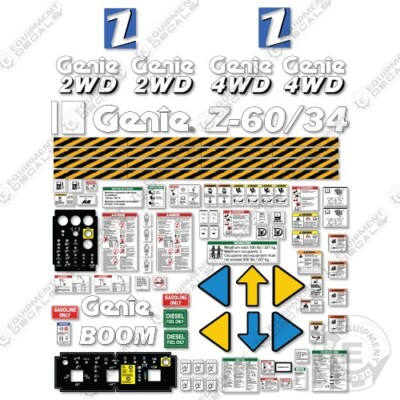 Fits Genie Z-60/34 Decal Kit Articulated Boom Lift - 7 Year 3M