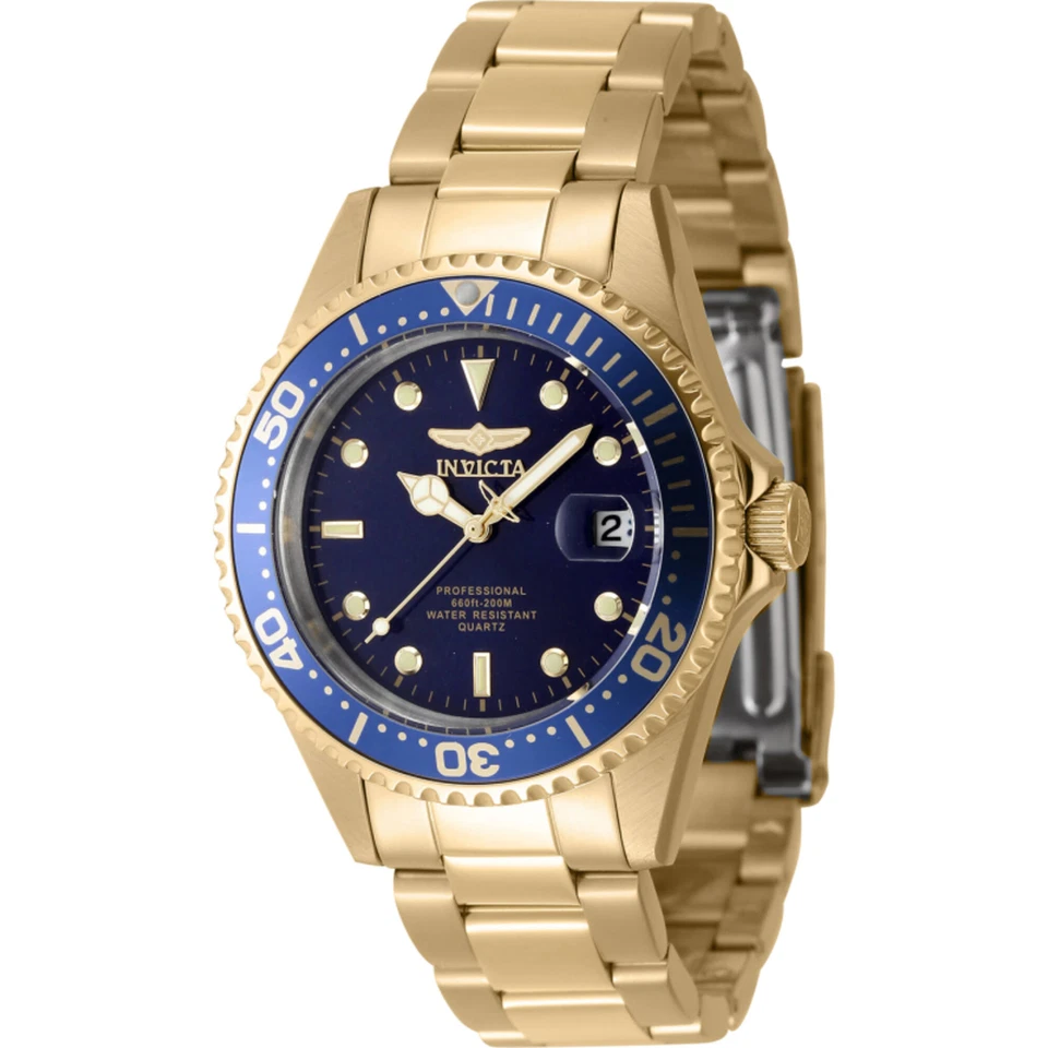 Invicta Men's Watch Pro Diver Quartz Blue Dial Yellow Gold Bracelet 8937OB