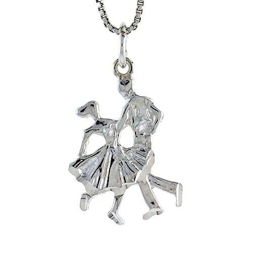 Pendentif Argenté Vintage Couple Danseurs - Ancien Bijou Régional Français