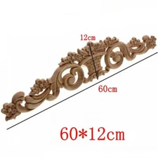 Vintage Wood Carved Decal Onlay Applique Unpainted Decorate Cabinets Furniture