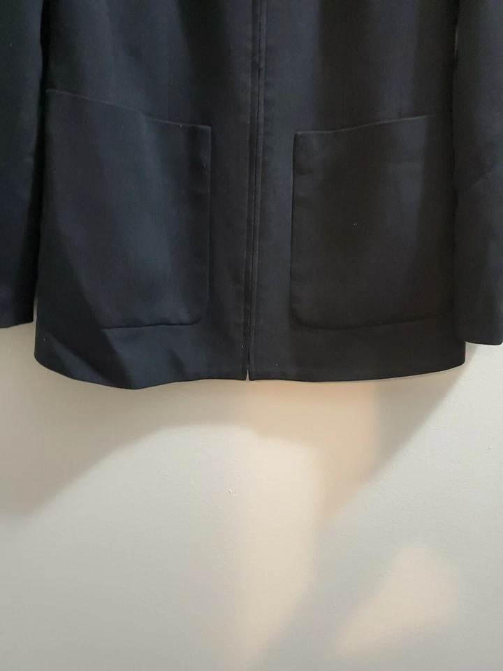 Blazer Henri Bendel mezcla de seda y lana para mujer talla 4 negro cierre de cremallera/usado en excelente estado Foto 4 de 4