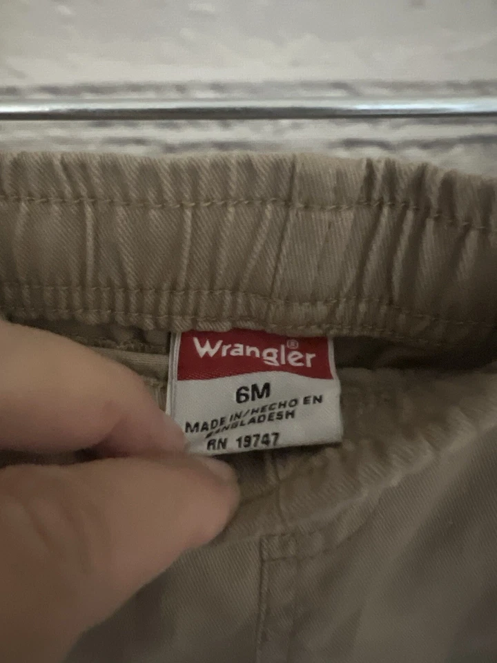 Wrangler Solid Khaki Joggers Elastic Waist 100% Cotton EUC Baby Size 6M - Image 4 of 4
