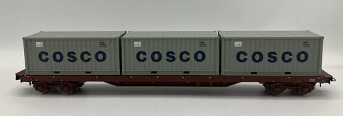 RIVAROSSI H0 CARRO PIANALE RS DELLE F.S. CON TRE CONTAINERS COSCO ART 2168 NUOVO | Zustand: Usato