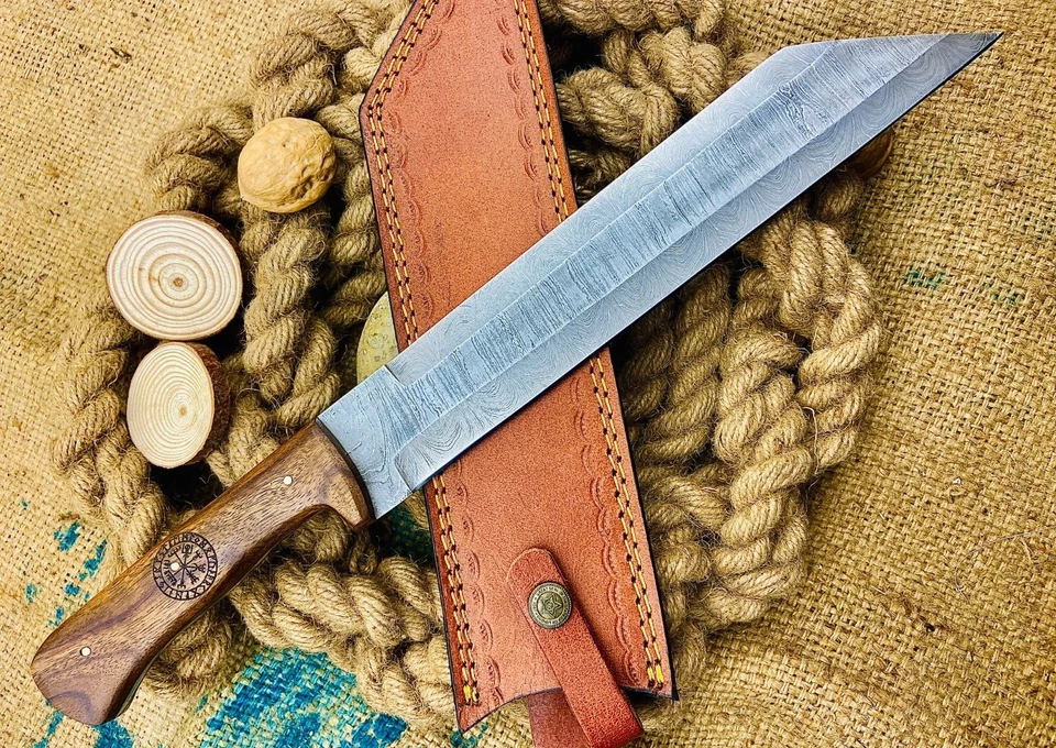 Cuchillo Viking Seax hecho a medida/hoja de acero Damasco forjada a mano 2899 Foto 4 de 4