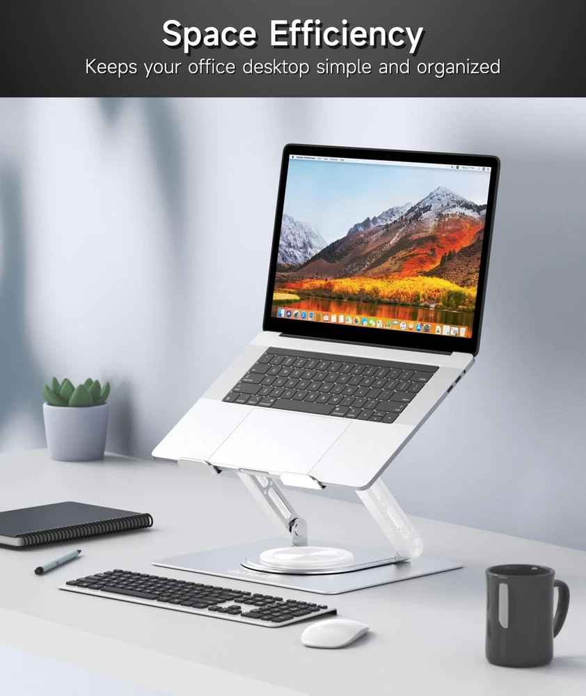 360° Swivel Ergonomic Adjustable Laptop Stand for Desk with Riser
