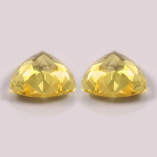 Natural Ceylon Yellow Sapphire Loose Trillion Cut Gemstone Matched Pair 14x14 MM - Picture 5 of 5