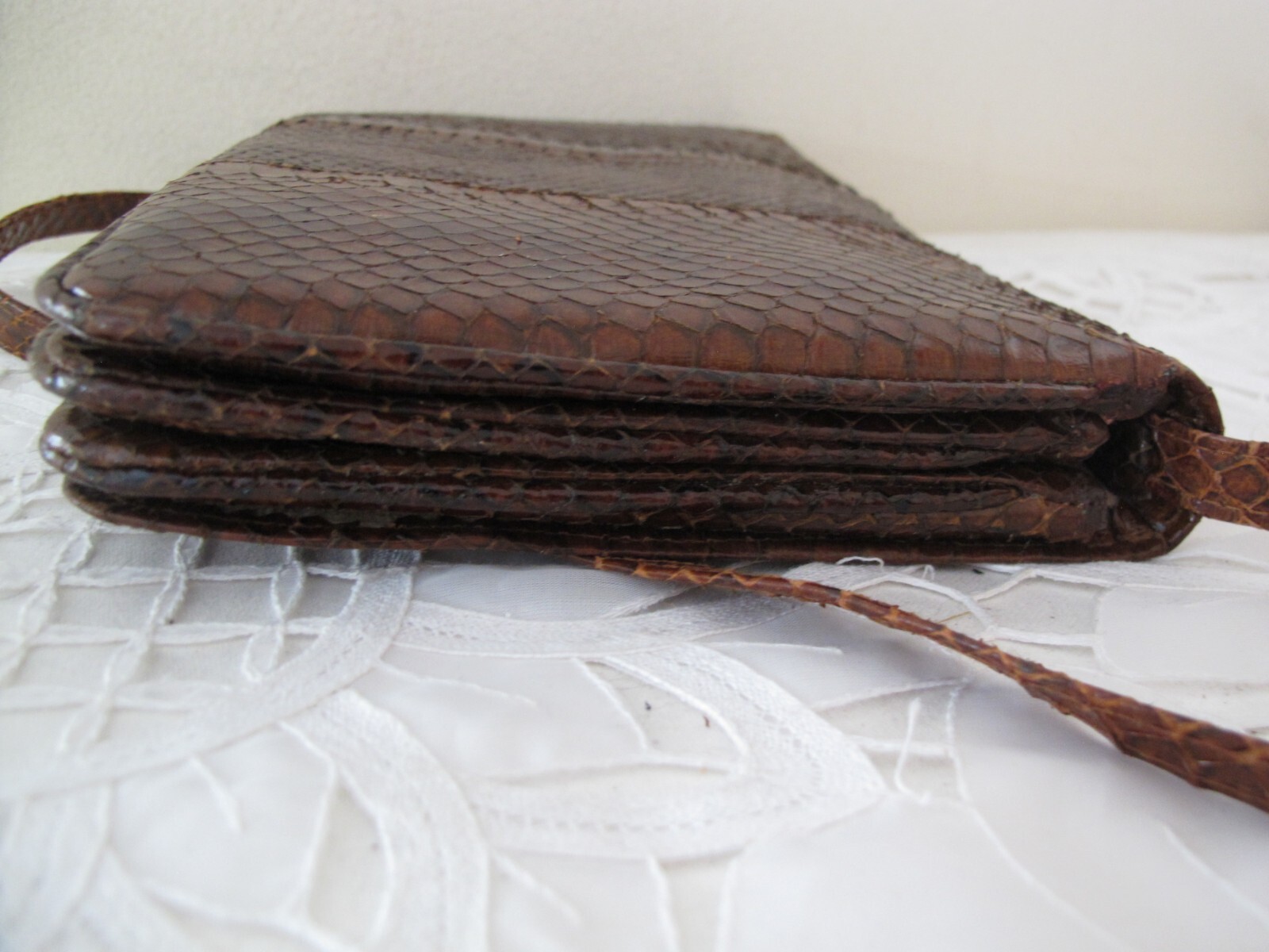 Genuine PYTHON Snakeskin Shoulder Bag Convertible… - image 4