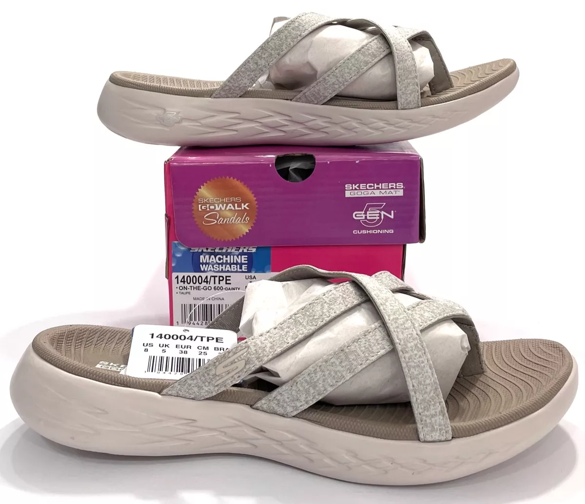 Skechers On The Go 600 Dainty Flat Sandal Taupe Women s 8