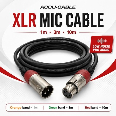 Akku-Kabel XLR Stecker auf Buchse Mikrofon Audiokabel Leitung 1m 3m 10m rauscharm