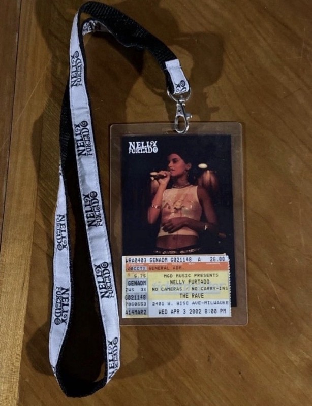 Nelly Furtado 2002 Concert Ticket Stub The Rave Milwaukee Tour Holder on Lanyard