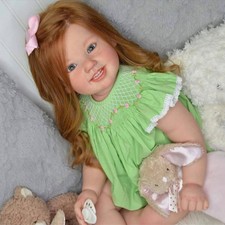 28in Artist Painted Reborn Baby Doll Toddler Girl with Long Hair Cloth Body Gift