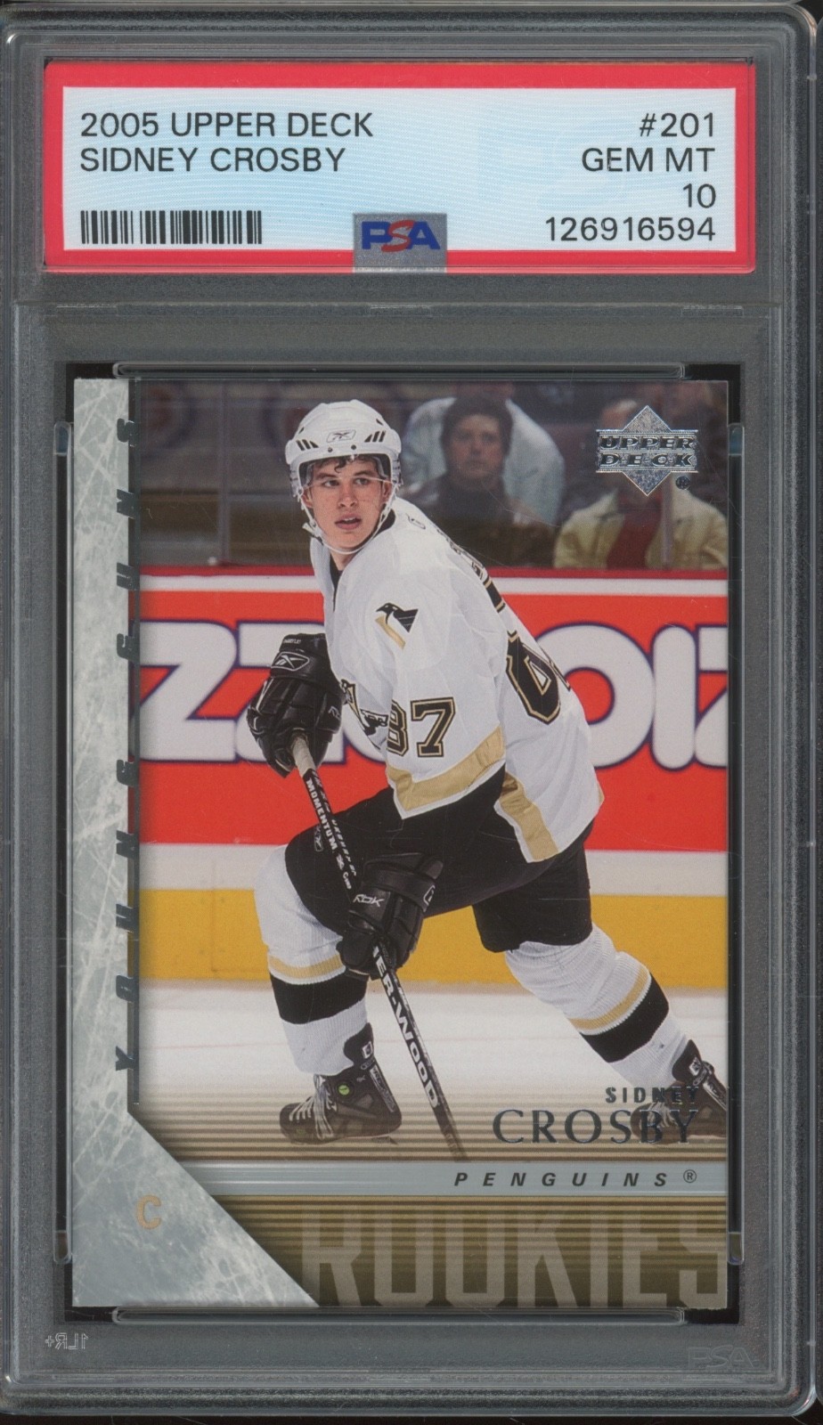 2005 Upper Deck Young Guns #201 Sidney Crosby RC Rookie Gem Mint PSA 10