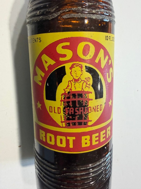 vintage 1950's? MASON'S old fashioned ROOT BEER never opened BOTTLE Chicago IL