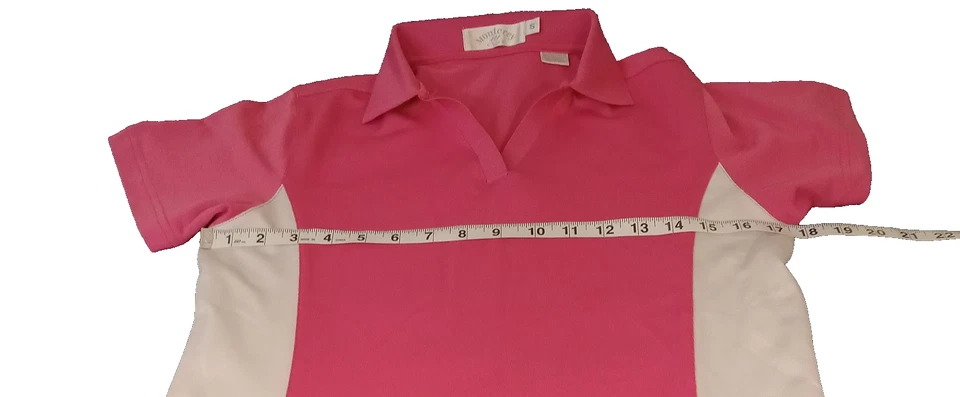 Camisa polo de golf Monterey Club para mujer pequeña rosa blanca ropa deportiva atlética Foto 4 de 4