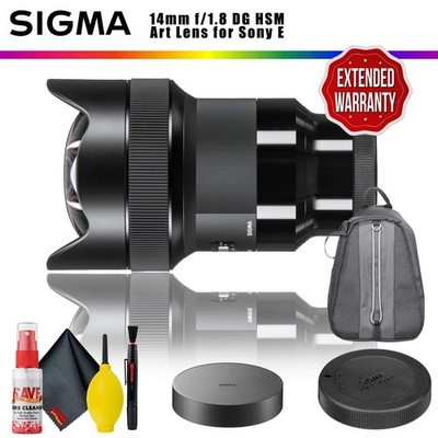 Sigma 14mm f/1.8 DG HSM Art Lens for Sony E + Backpack  + Extended Warranty