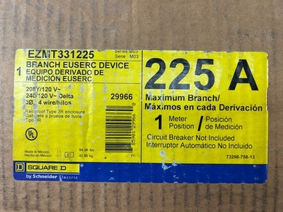 Square D EZMT331225 3PH In / Out 1 Gang Ring Type Test Block Bypass 225A Socket