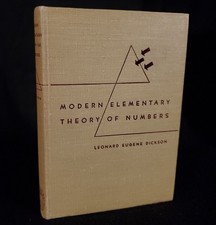 MODERN ELEMENTARY THEORY OF NUMBERS By Leonard Eugene Dickson - Hardcover 1947