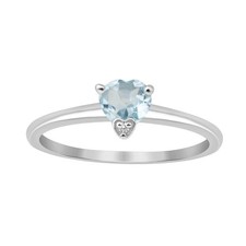 925 Sterling Silver Tiny 0.5Ct Heart Shape Blue Topaz Gemstone Women Ring