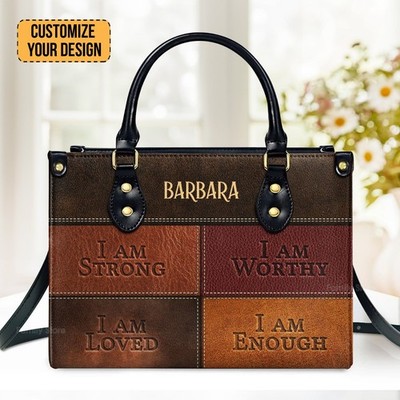 I Am Strong - Thoughtful Gift For Christians - Personalized Leather Handbag With