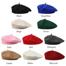 Warm French Style Lightweight Casual Classic Beanie Solid Color Wool Beret hat