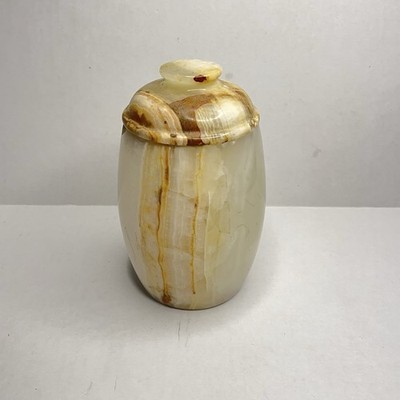 Small Onyx Urn Canister Stone Container Decor Marble Look - Chipped See Photos