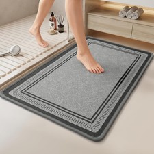 Non Slip Bath Mat with Rubber Backing, Absorbent Quick Dry Bath Rugs Washable,