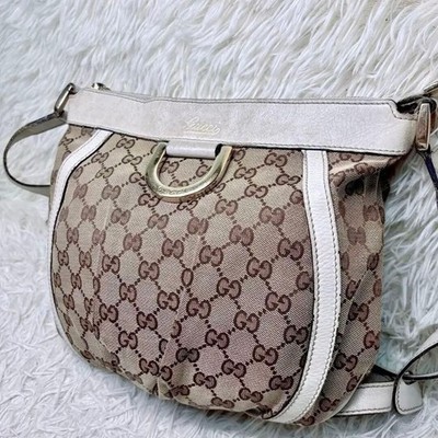 GUCCI Shoulder bag GG canvas D ring Beige Authentic From Japan
