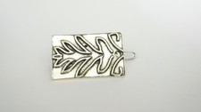 Small silver tone metal plant leaf barrette hair clip clamp fine hair