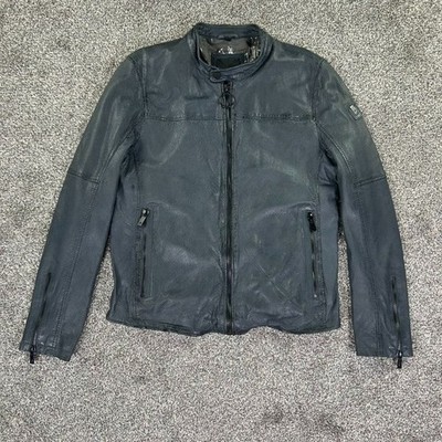 Mauritius Lamb Leather Jacket Womens XL Blackish Gray Zip Pockets Lined Interior