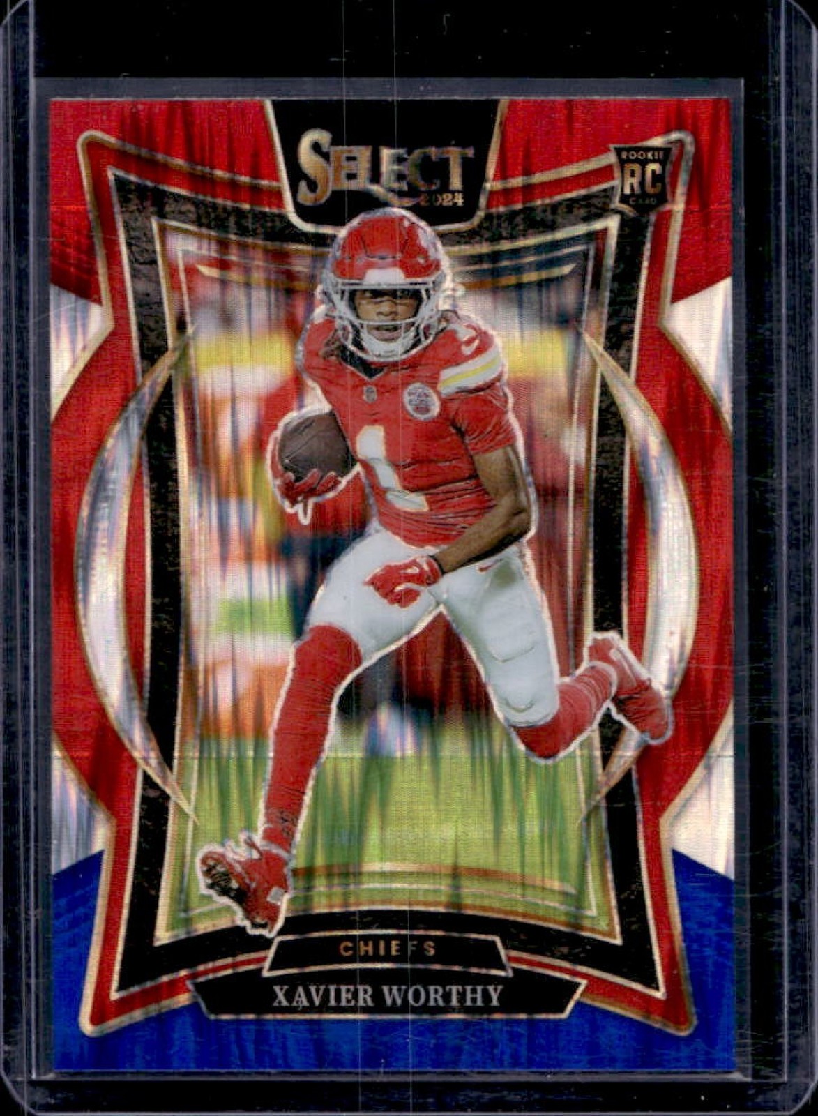 2024 Select Xavier Worthy Concourse RC Red and Blue Prizm Shock #32 Chiefs