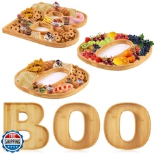 PEUTIER 3pcs Halloween Charcuterie Board, BOO Halloween Cheese Board Wooden S