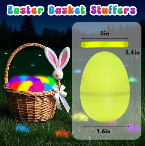 48 Easter Eggs & 96 Mini Glow Sticks for Glow in The Dark Easter Eggs Hunt - - Picture 5 of 7