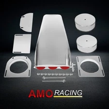 Polished Air Hood Scoop Reversible Round Flaps Fits Single or Dual 4 BBL Carbs 