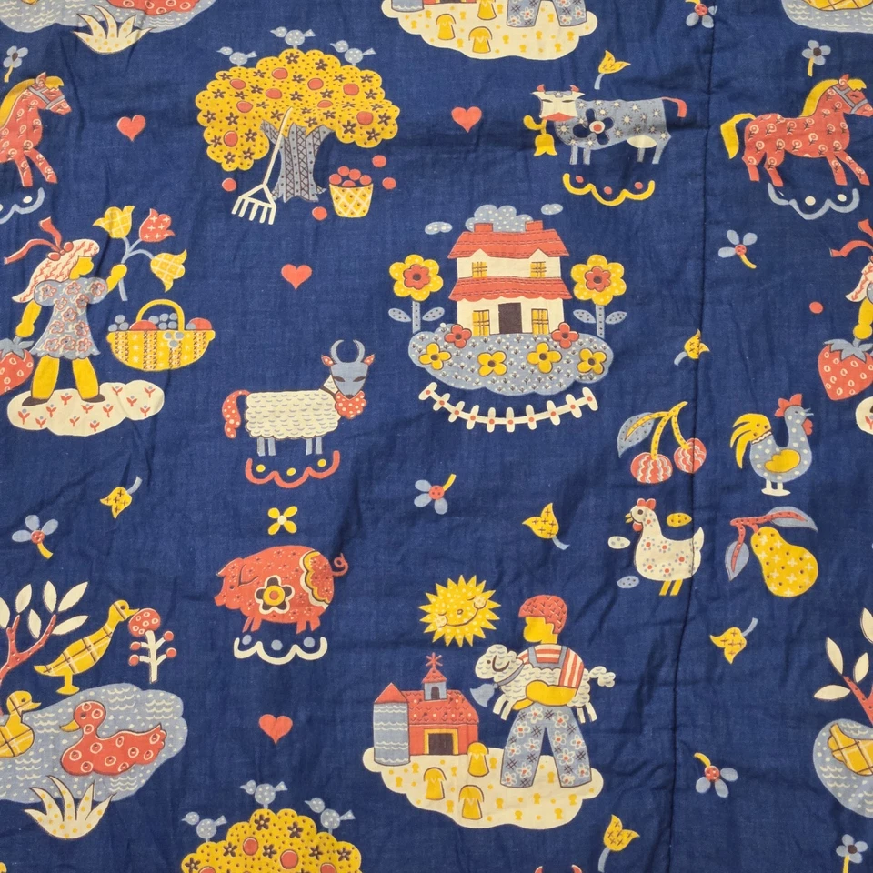 Lanz Of Salzburg Edredón Bebé Manta Niño Cuna Azul Granja Animales 32x50 Foto 3 de 4