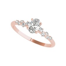 Diamond Women Engagement Ring 1.25 Carat Oval Cut IGI Lab Created 18k Rose Gold