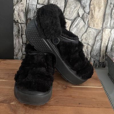 CROCS Stomp Lined Quilted Clog Black Noir Size 10 Women s 8 Men s Platform Shoes