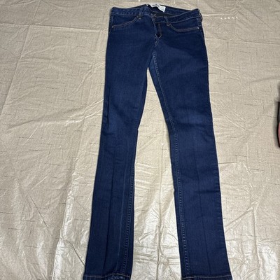 Hollister Super Skinny Jeans Blue Size 5R Cotton Blend Zip Solid Denim 27/29