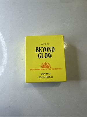 Avon Beyond Glow Broad Spectrum SPF 50 Sunscreen SUN MILK New, 1.69 oz 