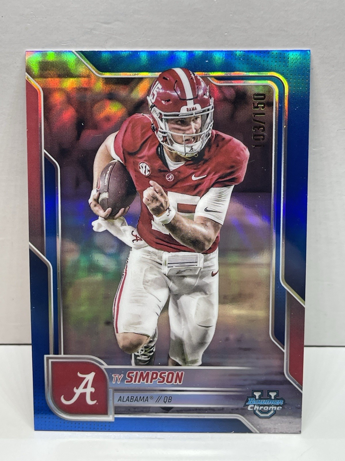 2025 Bowman Chrome U #151 Ty Simpson True  Blue Refractor /150 Alabama