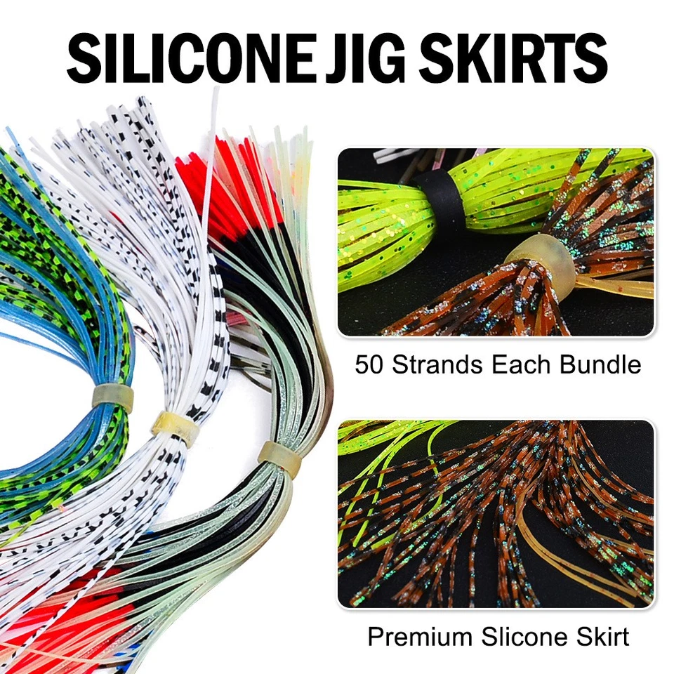 30 Bundles 50 Strands Silicone Jig Skirts DIY Rubber Fishing Jig Lures 5.1in - image 4 of 4