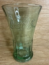 Vintage Green Heavy Libbey Coca-Cola Coke Drinking Glasses With Flared Rim 14oz