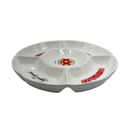 Piatto da portata sezionato marca Dos Equis XX ceramica pesante bianco snack dip - Foto 7 di 15